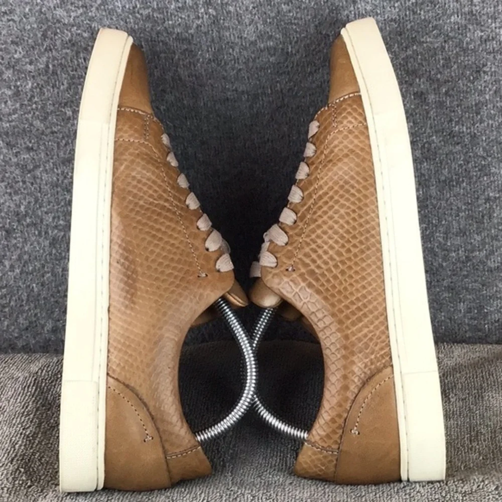 Frye Webster Textured Brown Leather Low Top Sneakers Sz 10M